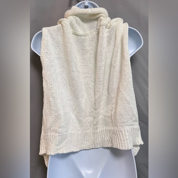 Gap Womens Off White Sleeveless Shawl Neck Open Front Cardigan Sweater Sz Med - Picture 2 of 10